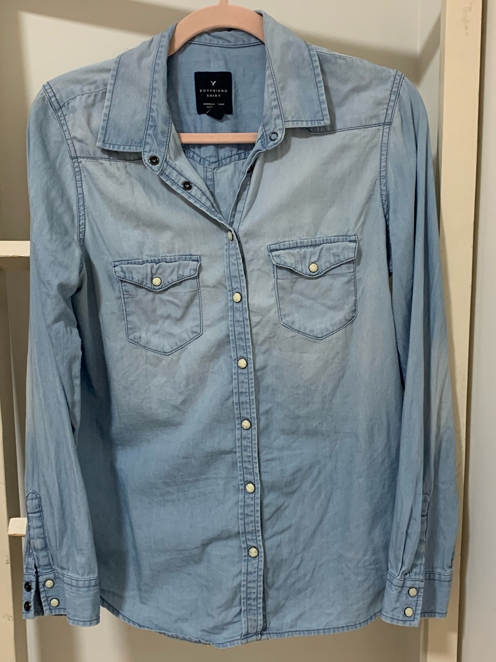 American Eagle Boyfriend Fit Pearl Snap Shirt